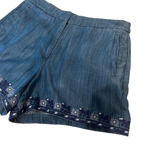 Kaari Blue Embroidered Denim/Chambray Shorts Women's Size 6 - Picture 14 of 16